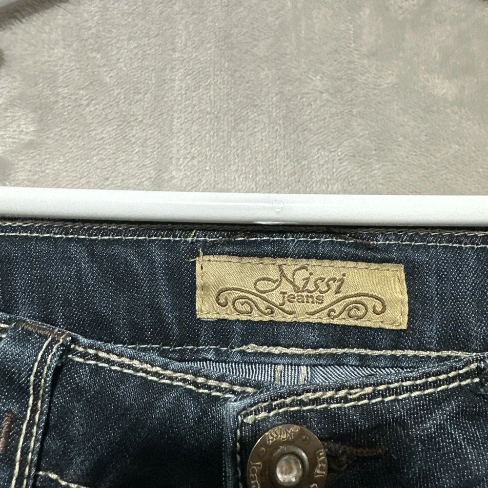 Nissi Premium Denim Jeans Women's 11 Blue Dark Wash‎ Straight Leg Low Rise Flare